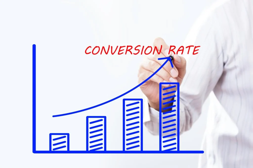 Balkendiagramm mit steigender Conversion-Rate – Optimierung von Onpage-Faktoren
