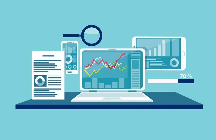 Illustration von SEO-Analyse und Datenvisualisierung – Onpage-Faktoren überprüfen