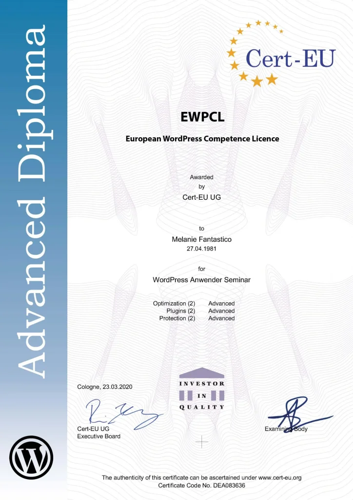 WORDPRESS KURSE ADV Diploma